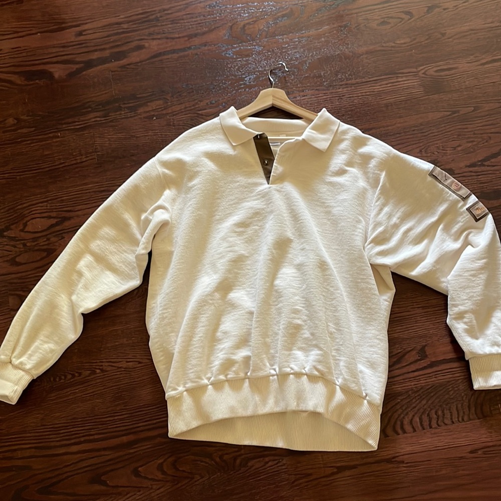 off-white cream colored collared long-sleeve